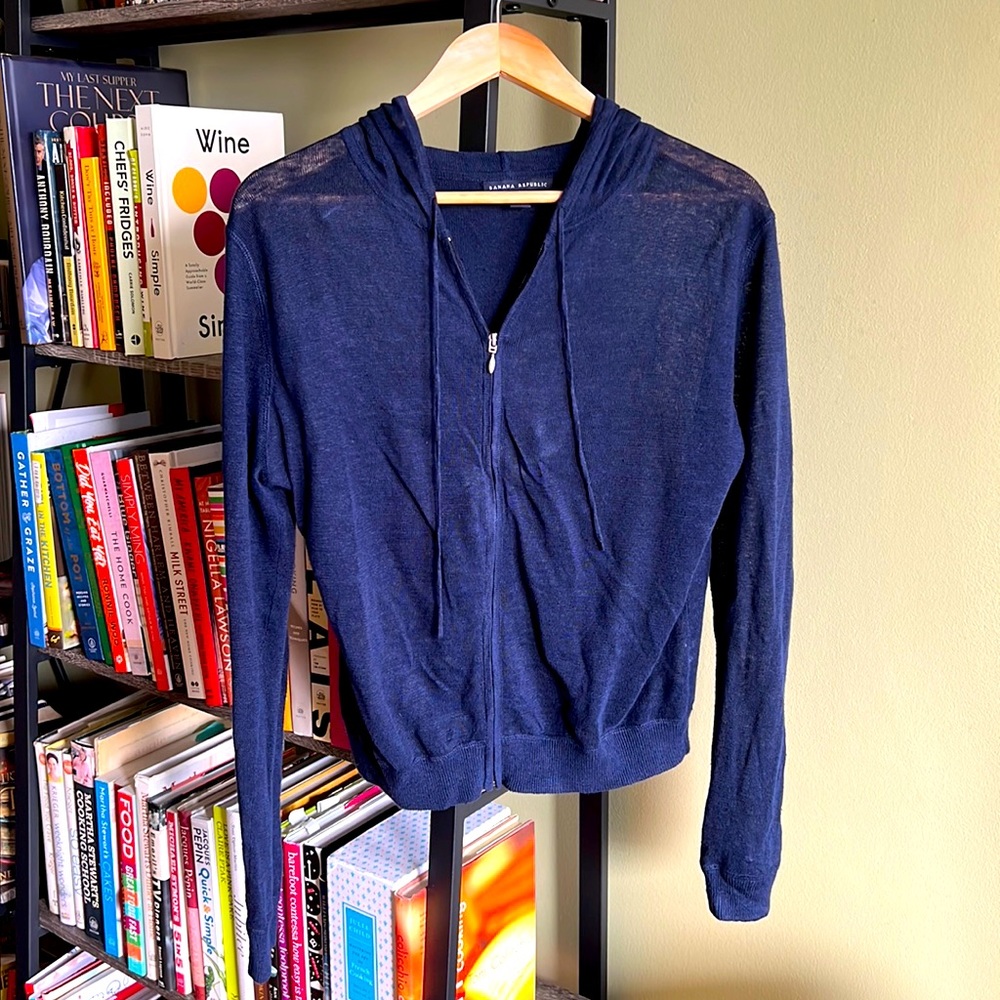 Banana Republic Linen Cardigan, Navy, Medium